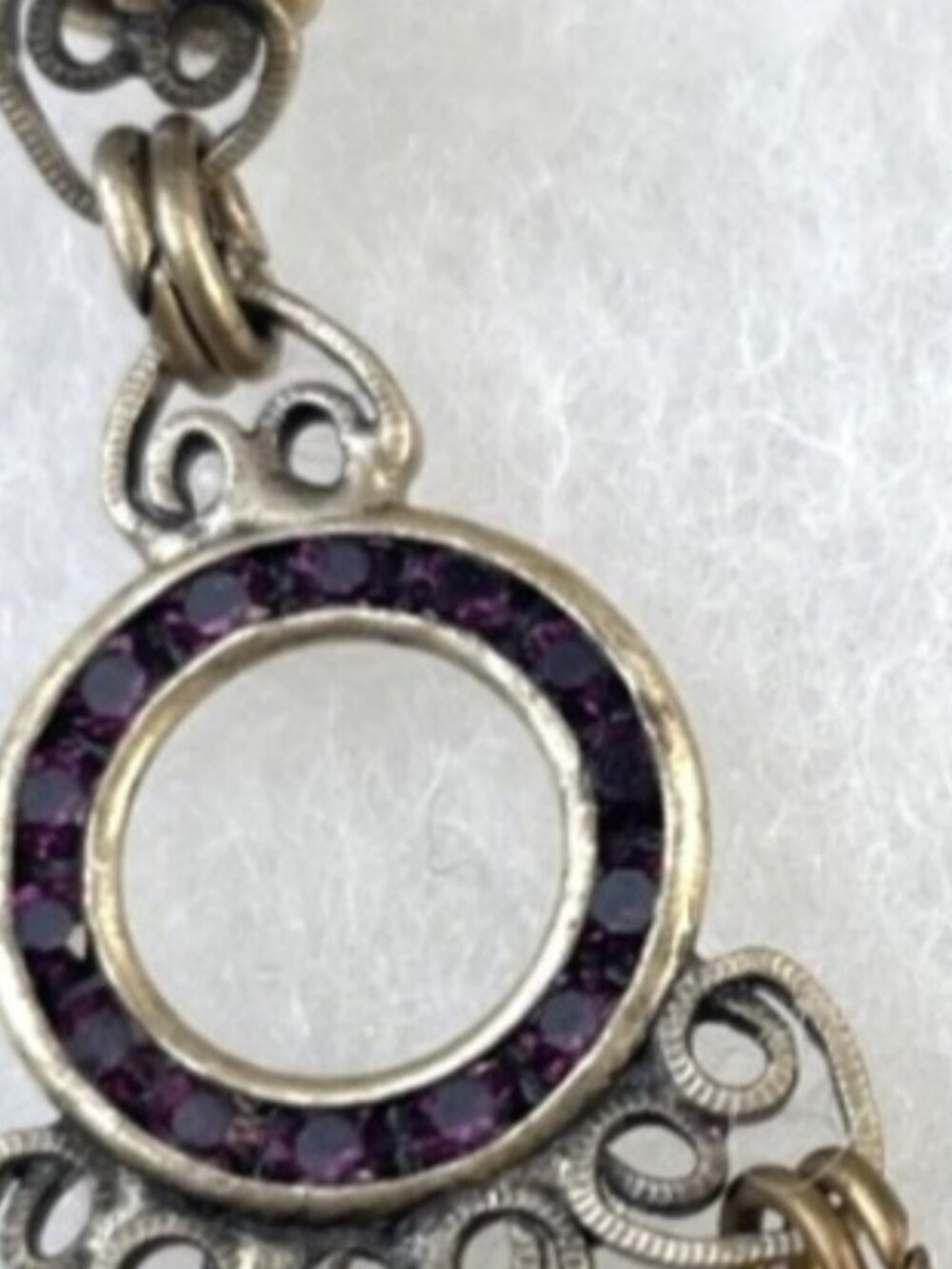 Vintage stye bronze tone purple stone Chandelier Earrings